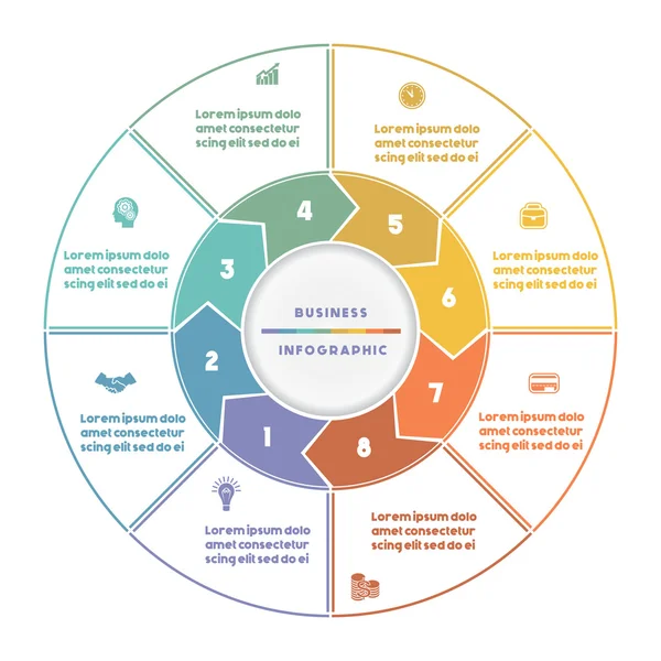 Infografik nummeriert acht Positionsbereichstabelle — Stockvektor