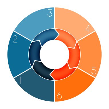 Infographic halka grafik metin alanı için altı pozisyon sayılı