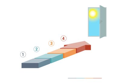Şablon infographics renkli parçalar oklar ve kapı zekâ