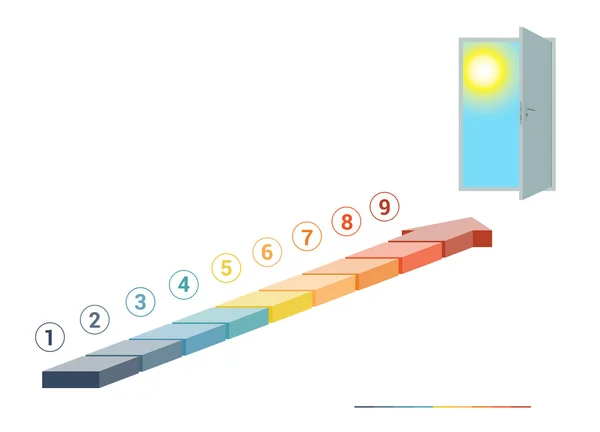 Sjabloon infographics van gekleurde delen pijlen en deuropening wit — Stockfoto