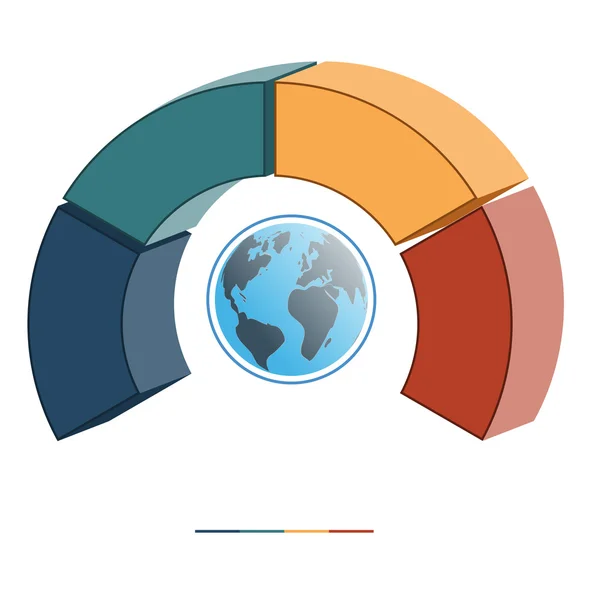 Plantilla infografías color semicírculo cuatro posiciones 3D — Foto de Stock