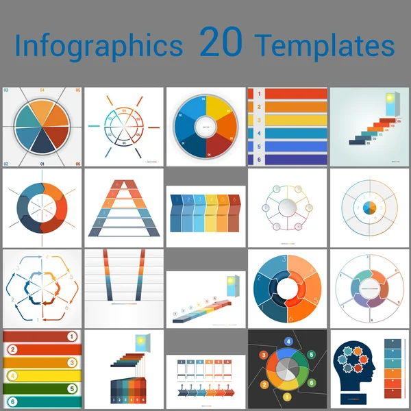 インフォ グラフィック 20 テンプレート、6 の位置のテキスト領域. — ストックベクタ