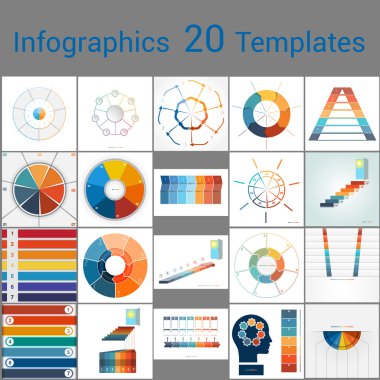 On yedi pozisyon Infographics 20 Templates.Text alan.
