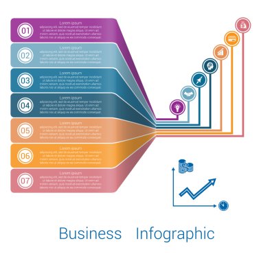 Şablon Infographic şeritler perspektif yedi pozisyon. 
