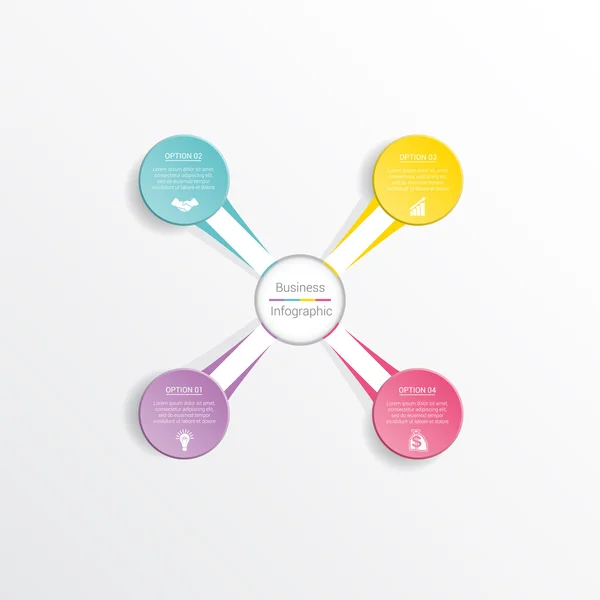 Infographic design template business concept für vier Positionen. — Stockvektor