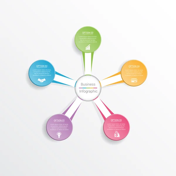 Infografik-Design-Vorlage Geschäftskonzept für fünf Positionen. — Stockvektor