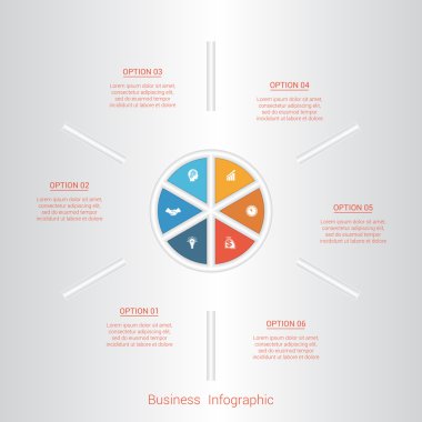 Pasta Infographic şablon metin alanları altı pozisyonlar.