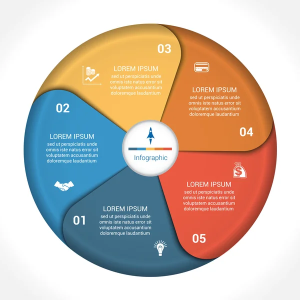 Dados do diagrama gráfico de pizza de negócios 5 —  Vetores de Stock