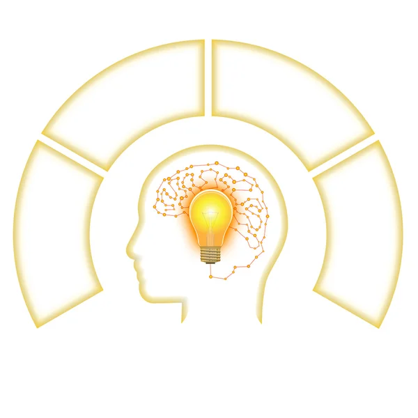 Mall för Infographic, huvudet glödlampa hjärnan från lina — Stockfoto