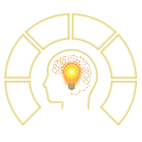 Template for Infographic, Head Lightbulb Brain from Line — Stock Photo, Image