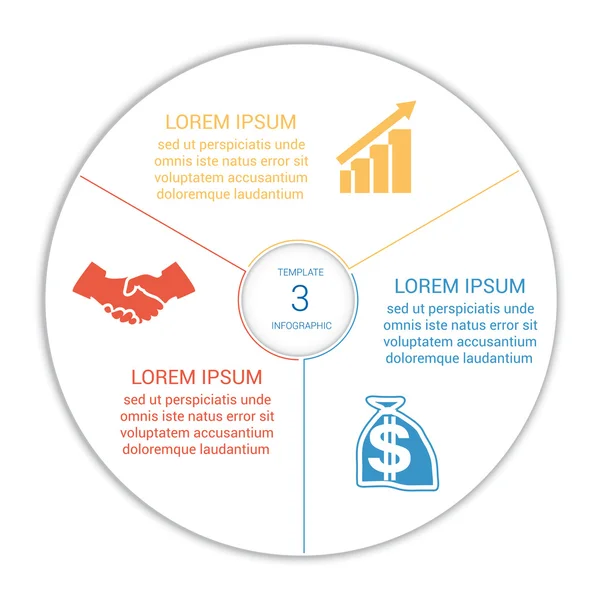 Infografía de las líneas de colores tres posiciones — Vector de stock