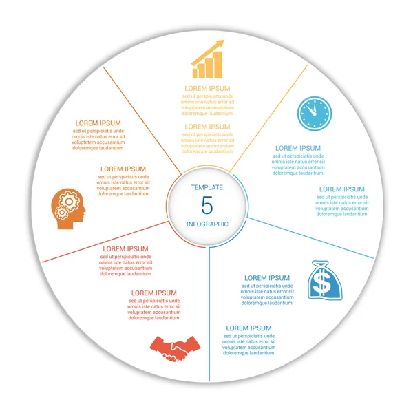 Infographic renkli çizgiler beş konumu — Stok Vektör