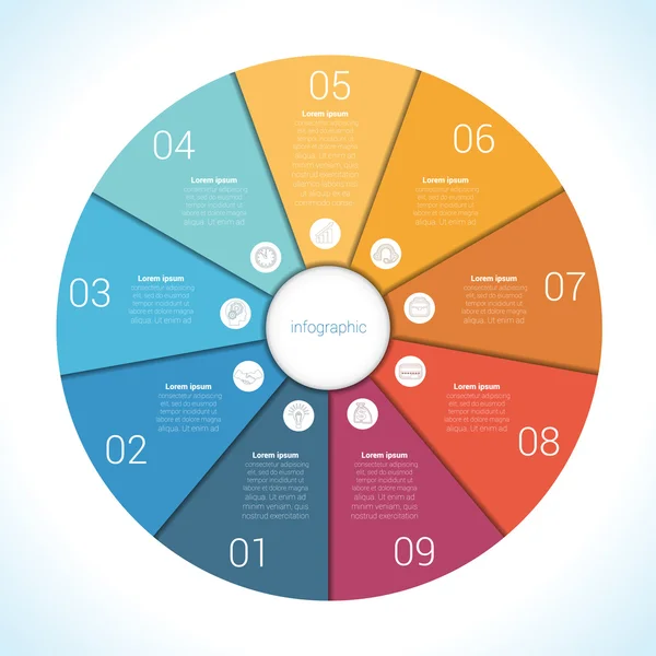 Éléments pour le modèle infographie neuf poste — Image vectorielle