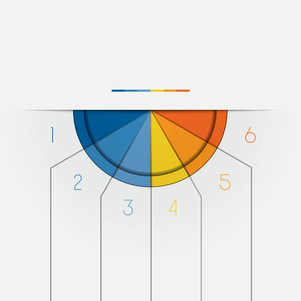 Halve cirkel naar beneden sjabloon voor Infographic 6 posities — Stockfoto