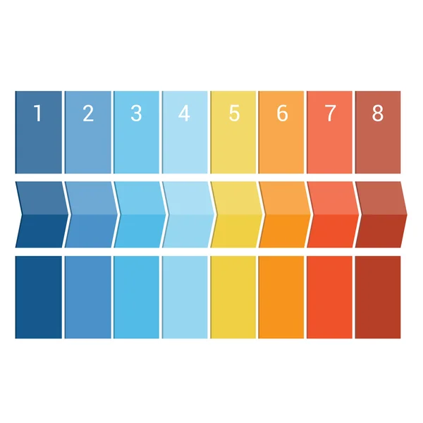 Flechas y tiras horizontales Infografía numerada ocho posiciones — Foto de Stock