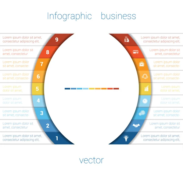 Infografika proužky a půlkruh 9 — Stockový vektor