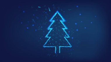 Çokgen Noel ağacı. Mavi Yeni Yıl geçmişi