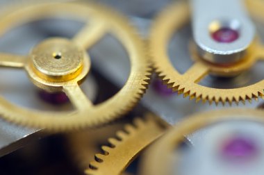 ile metal cogwheels bir clockwork arka plan..