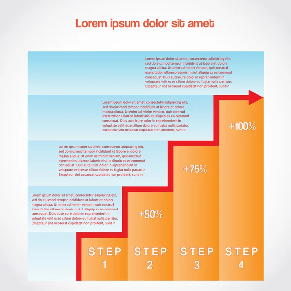 Visualisation of data, bar chart  with an ascending arrow — Stock Vector