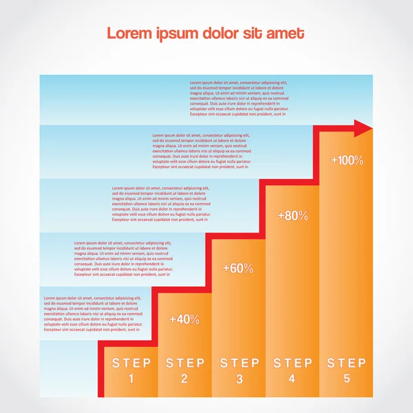 Visualización de datos, gráfico de barras con flecha ascendente — Vector de stock