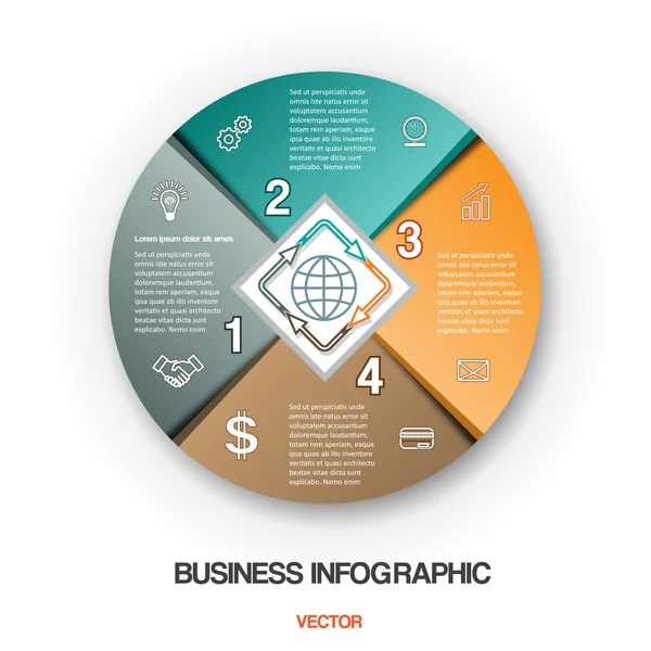 Diagramme processus cyclique, infographie d'entreprise 4 positions — Image vectorielle