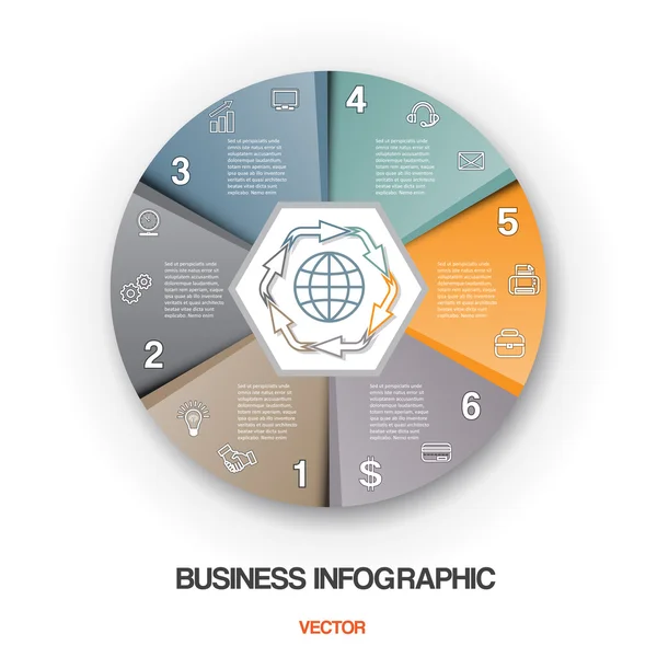 Diagram cyclic process, business infographic 6 positions — Stock Vector