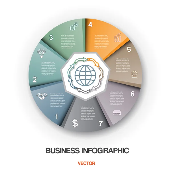 Diagram cyclic process, business infographic 7 positions — Stock Vector