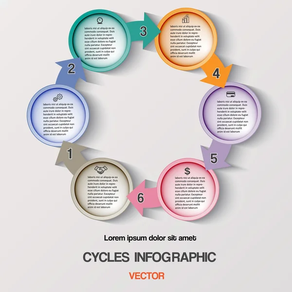 Cycles Infographic, Diagram cyclic business process or workflow — Stock Vector