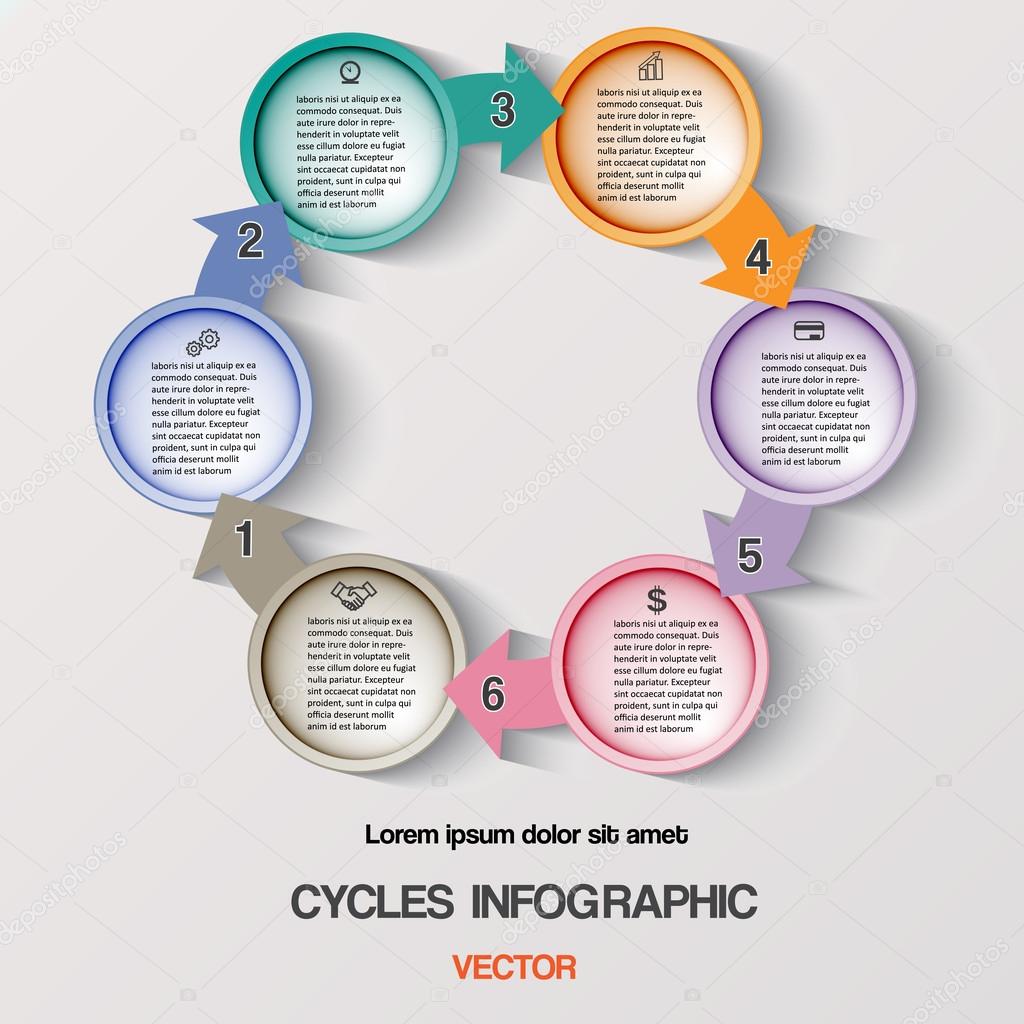 Cycles Infographic, Diagram cyclic business process or workflow Stock ...