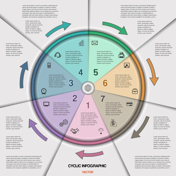 Infographic cyclic business process or workflow for project — Stock Vector