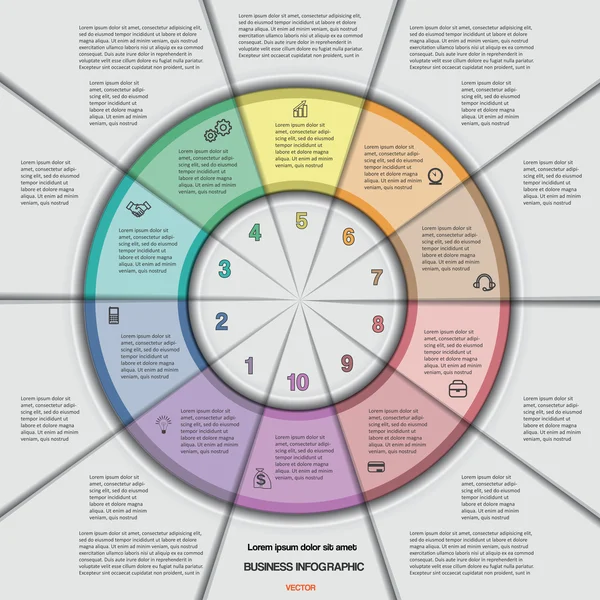 Modèle d'illustration vectorielle avec des zones de texte sur 10 positions — Image vectorielle