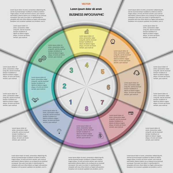 Plantilla de ilustración vectorial con áreas de texto en 8 posiciones — Vector de stock