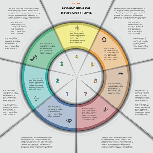 Plantilla de ilustración vectorial con áreas de texto en 7 posiciones — Vector de stock