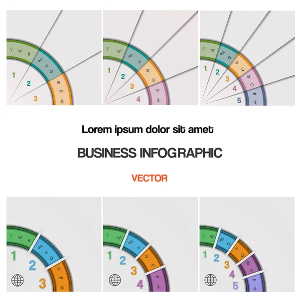 Set, quarter ring chart, template with text areas — Stock Vector