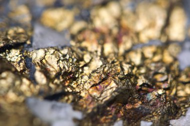 Chalcopyrite bakır demir sülfit maden makro.