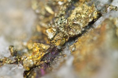 Chalcopyrite bakır demir sülfit maden makro.