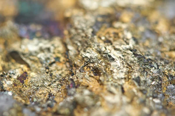 Chalcopyrite Copper iron sulfide mineral Macro. — Stock Photo, Image