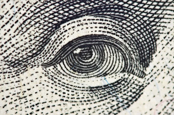 Eye on a banknote of dollar USA, Macro — Stock Photo, Image