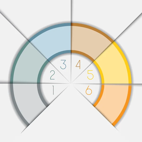 Modelo de semicírculo de cores com áreas de texto em 6 posições — Fotografia de Stock