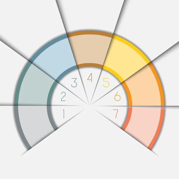 Färg halvcirkel mall med textområden på 7 positioner — Stockfoto
