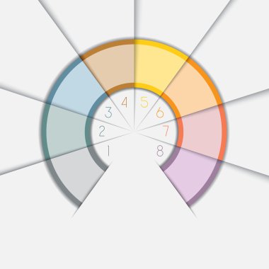 Yarım daire Infographic için metin alanları 8 pozisyonları üzerinde renk. 