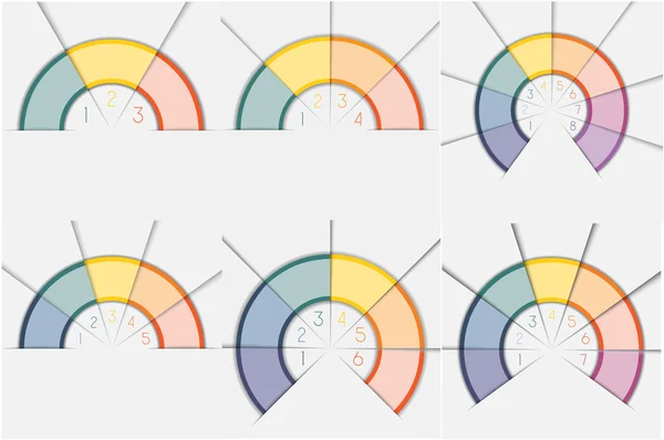 Plantilla con áreas de texto en 3, 4, 5, 6, 7, 8 posiciones — Archivo Imágenes Vectoriales