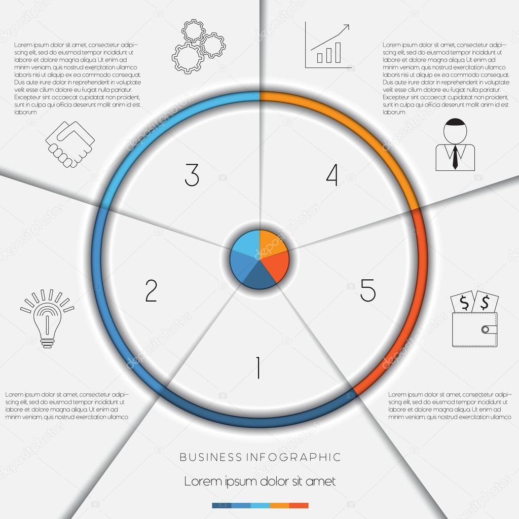 Infographic template on 5 positions