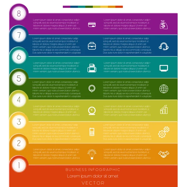 Infographic, strips genummerd, acht sjabloon — Stockvector