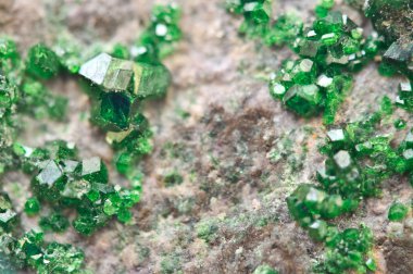 uvarovite krom-rulman Granat var. Makro.