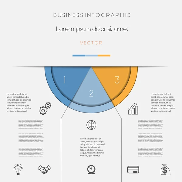 Infographic, color semicircle for template three positions — Stock Vector