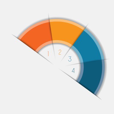 Infographic yarım daire metin alanları 4 pozisyonlar 