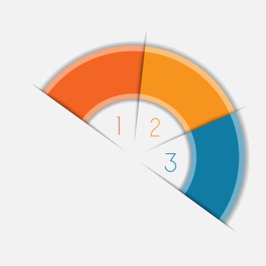 Infographic yarım daire metin alanları 3 pozisyonlar