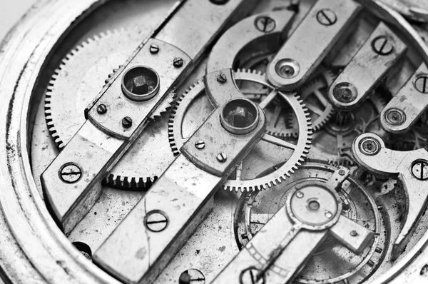 Cogwheels Inside El reloj más antiguo Macro — Foto de Stock