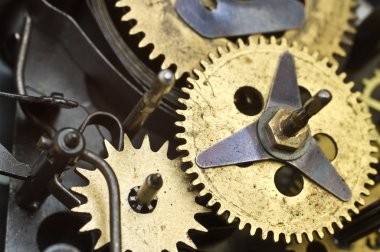 Eski saat içinde cogwheels. Makro